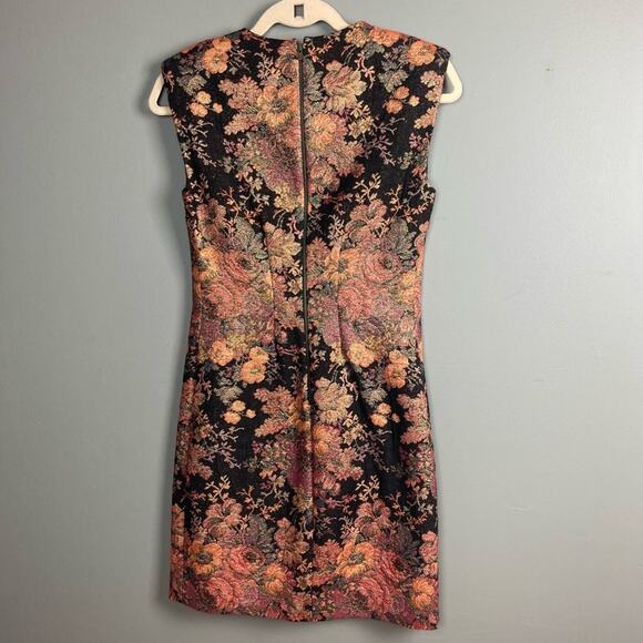 Maje Dress small metallic mini floral Asian holiday Robe Jacquard WORN ONCE - Picture 3 of 8